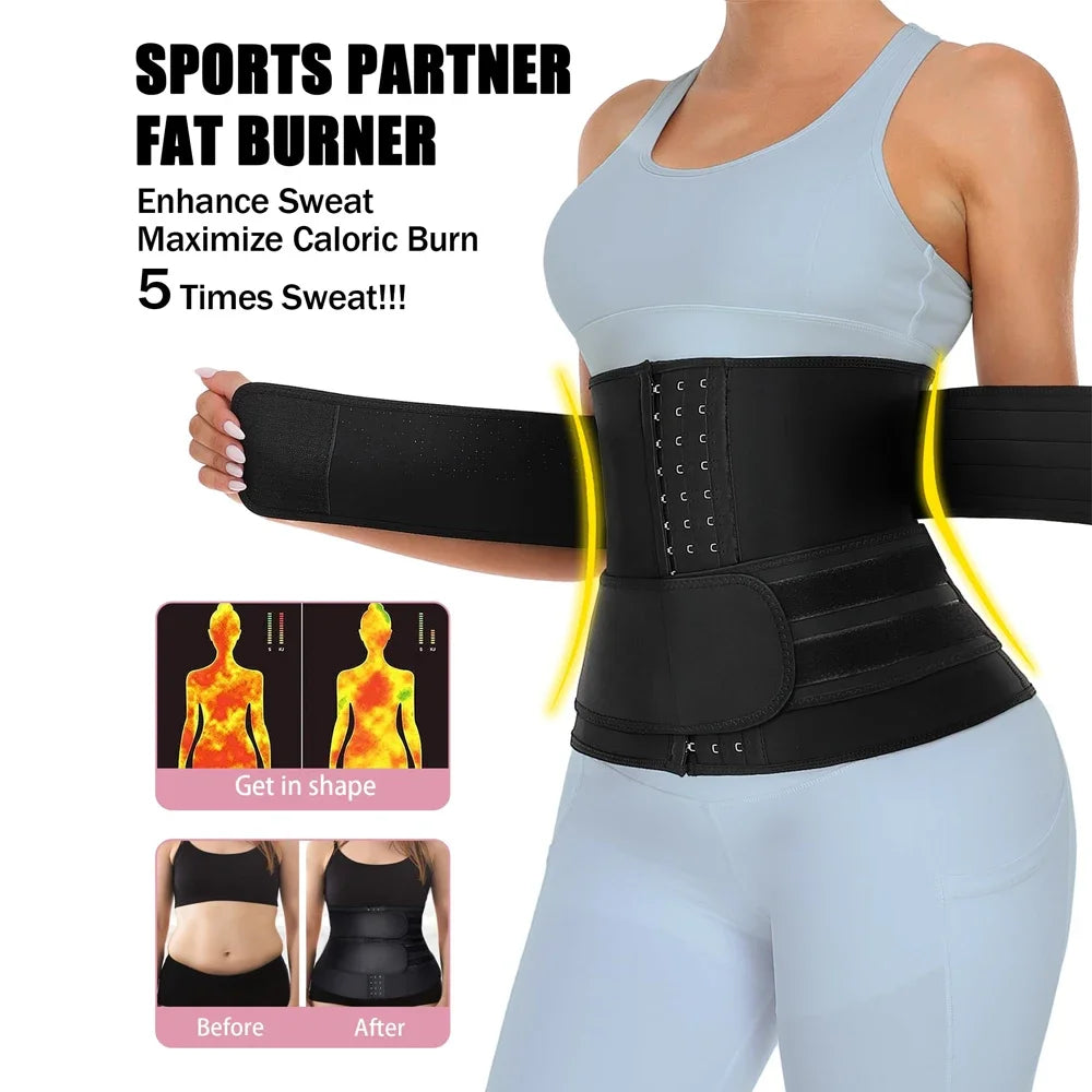 GENGGAO Waist Trainer Corset Neoprene Sauna Sweat Trimmer Belt for Men and Women
