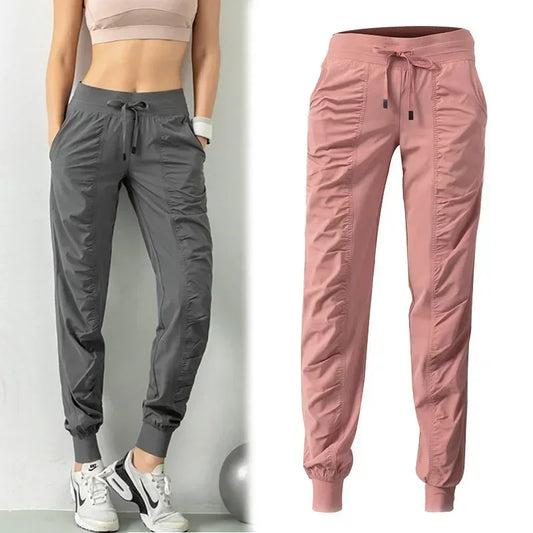 Women’s Quick Dry Drawstring Running Joggers with Side Pockets