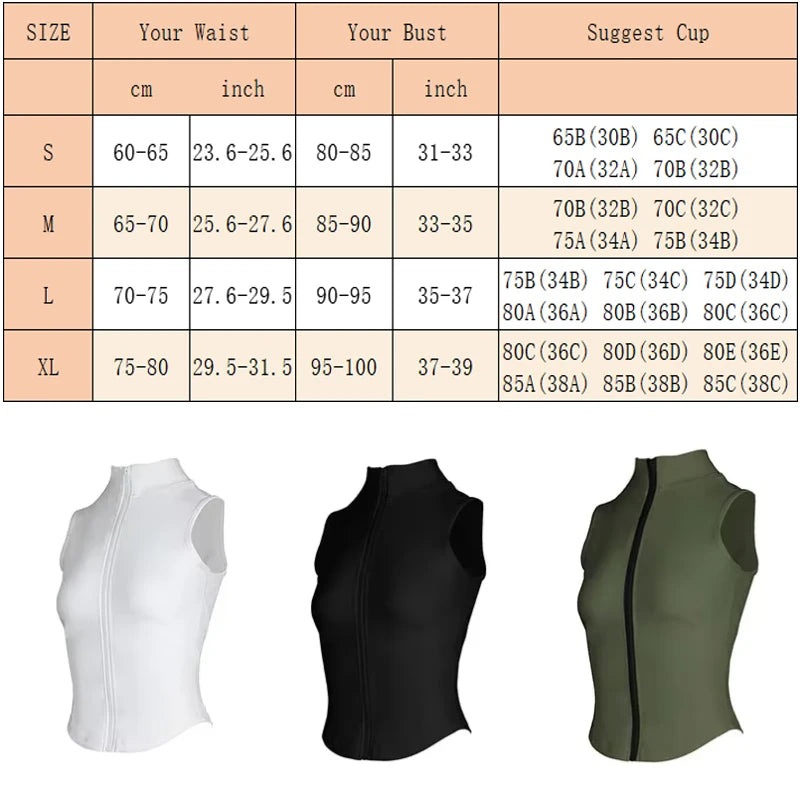 Aiithuug Athletic Zip-Up Sweat Vest Jacket for Women | Sleeveless High Neck Sports Top