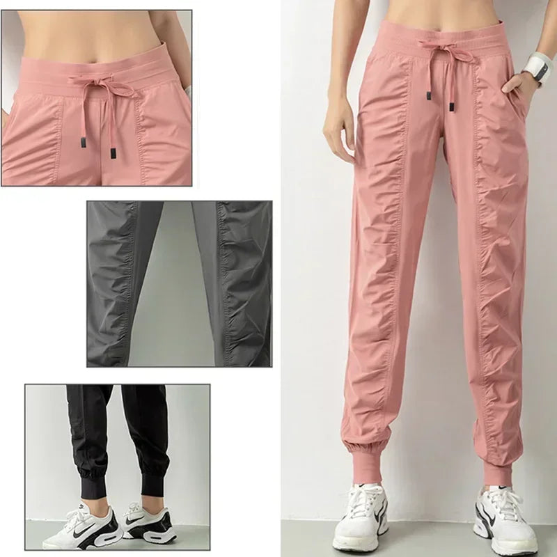 Women’s Quick Dry Drawstring Running Joggers with Side Pockets