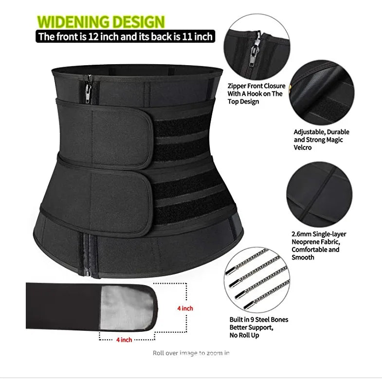 Sauna Sweat Belt Waist Trainer Slimming Fat Burning Girdle for Women
