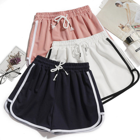Casual Candy Color Elastic Waist Shorts for Women