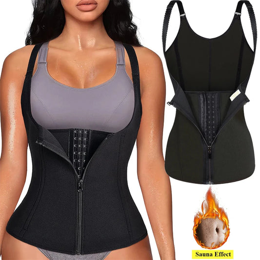 Waist Trainer Tank Top for Women Zipper Body Shaper