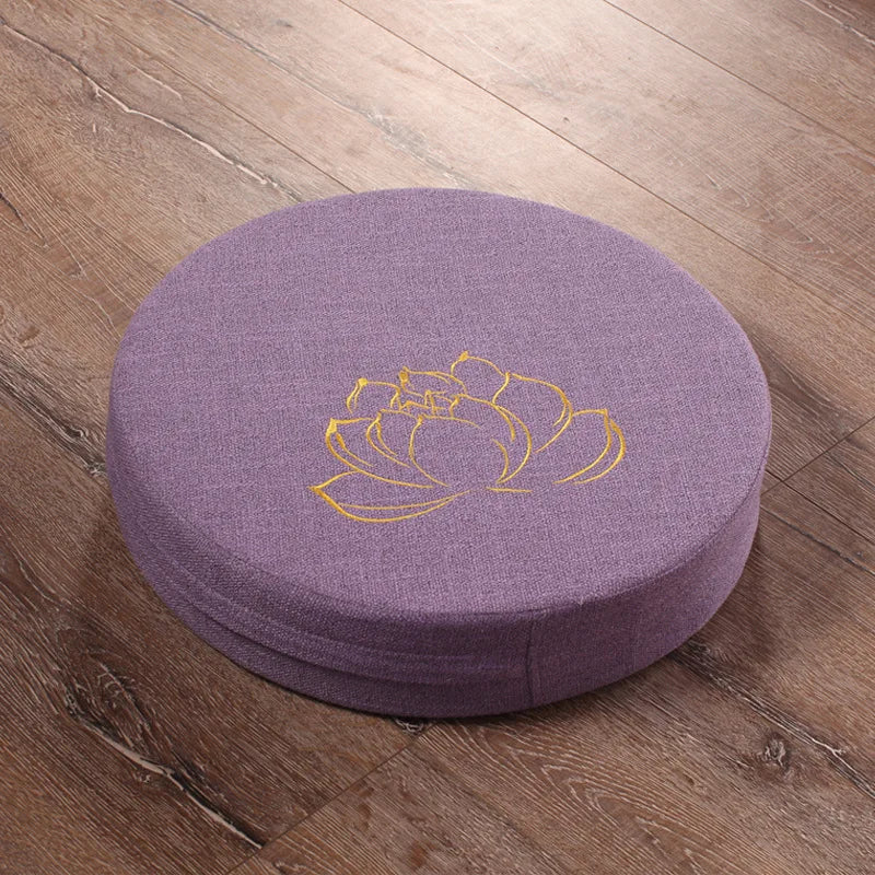 Round Linen Yoga Meditation Cushion with Removable Cover