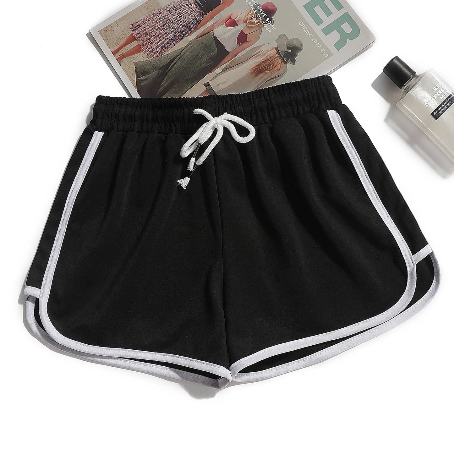 Casual Candy Color Elastic Waist Shorts for Women