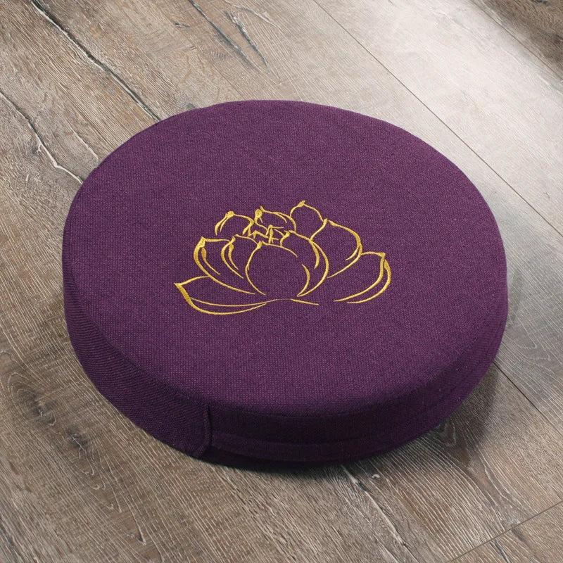 Round Linen Yoga Meditation Cushion with Removable Cover
