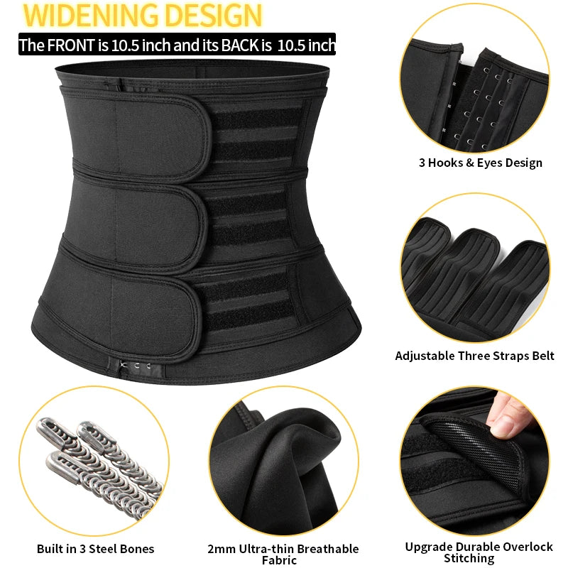 Women Waist Trimmer Triple Belts Body Shaper Tummy Control Postpartum Girdle