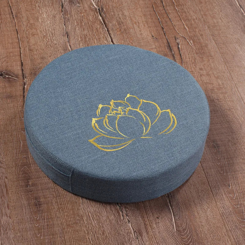 Round Linen Yoga Meditation Cushion with Removable Cover