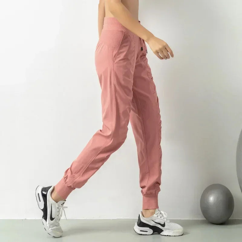 Women’s Quick Dry Drawstring Running Joggers with Side Pockets
