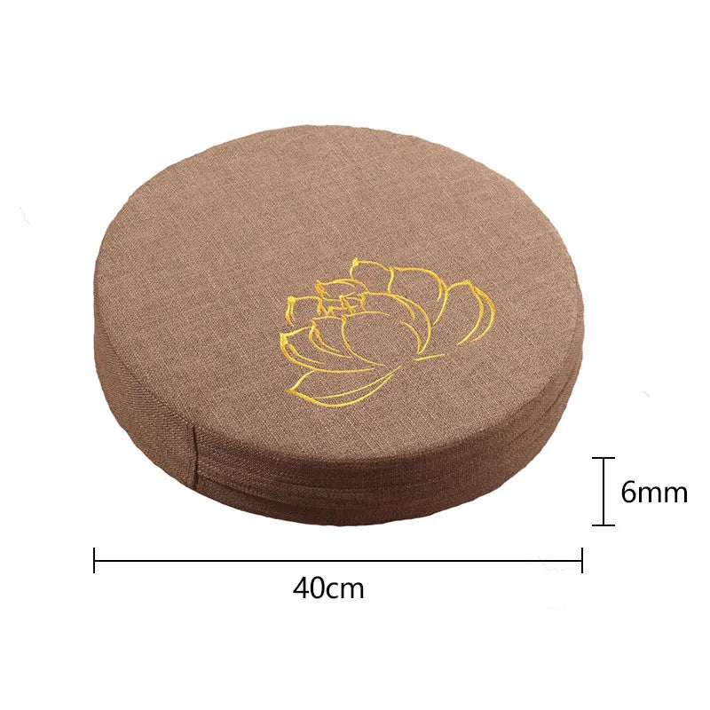 Round Linen Yoga Meditation Cushion with Removable Cover