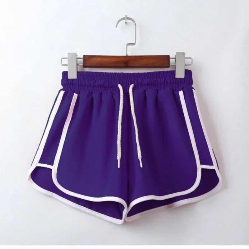 Casual Candy Color Elastic Waist Shorts for Women