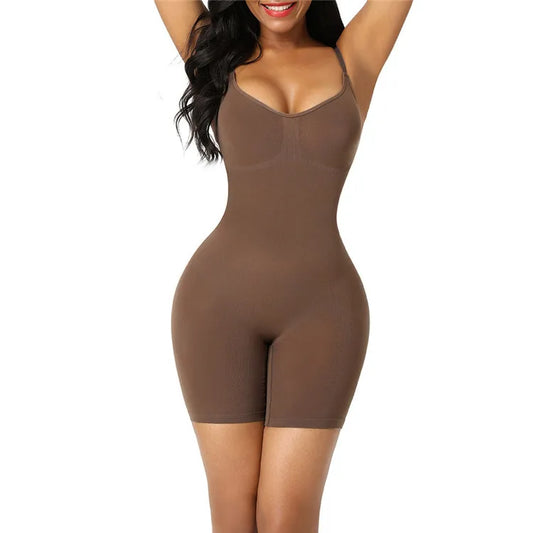 Women's Seamless Compression Bodysuit Open Crotch Shapewear with Butt Lifter