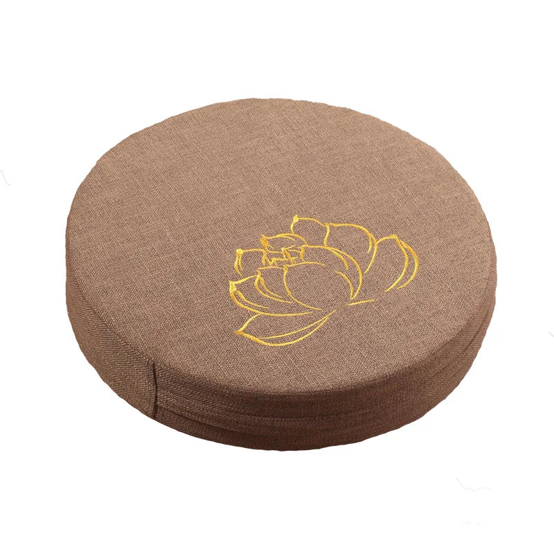 Round Linen Yoga Meditation Cushion with Removable Cover