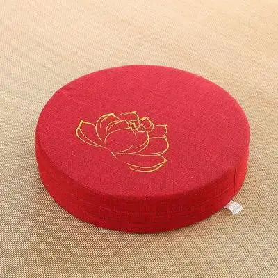 Round Linen Yoga Meditation Cushion with Removable Cover