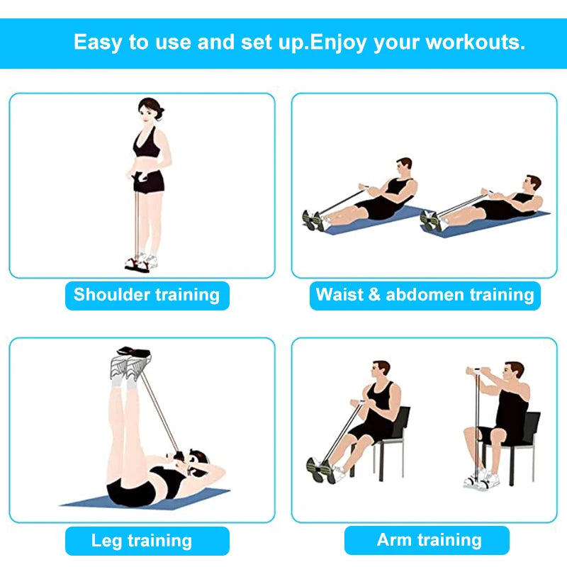 4-Tube Yoga Pedal Puller Resistance Band for Full-Body Training