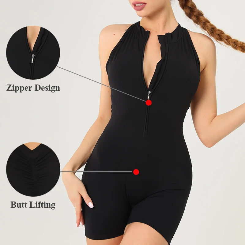 Fitness Short Sets with Zipper for Yoga and Workout