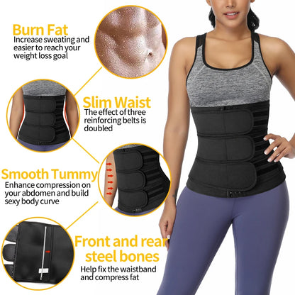 Women Waist Trimmer Triple Belts Body Shaper Tummy Control Postpartum Girdle